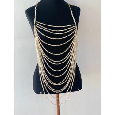 Imagem de Bodychain peça elegante decoração de Pérolas em camadas - Dondocas.Bij