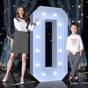 Imagem de Tenda para letreiro de 1,8 m - Números grandes iluminados com LED branco frio, letreiro de placa de espuma fácil de montar com suporte traseiro para aniversário, casamento, decoração de festa