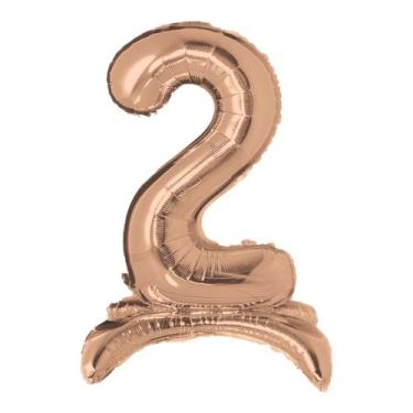 Imagem de Balão Gigante Rose Gold Metalizado Com Base Para Chão 75 - PartiuFesta