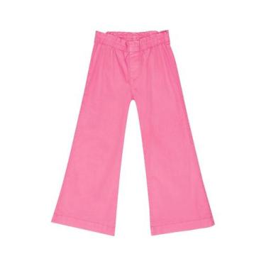 Imagem de Calça Wide Leg em Sarja Infantil Menina Quimby, Rosa, 6