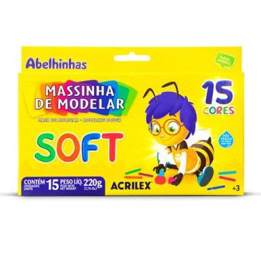 Imagem de Massinha de modelar Soft Acrilex 220g com 15 cores