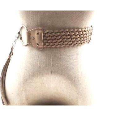 Imagem de Cinto feminino couro trançado com corrente e rebite vestido NE091 - Ba