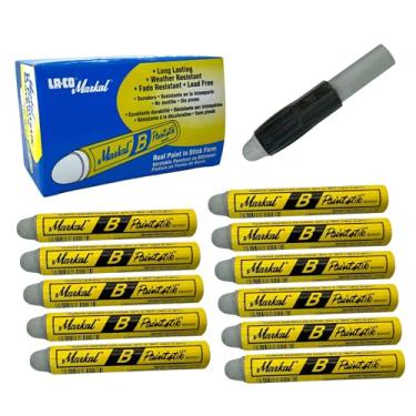 Imagem de Marcadores de tinta originais da Markal Paintstik B, pacote com 12 unidades, permanentes, impermeáveis, resistentes a UV para metal, madeira, pneus - Feito nos EUA - para superfícies oleosas, geladas