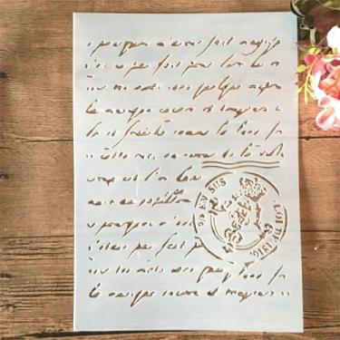 Imagem de TIAMECH A4 Estêncil de carimbo de escrita reutilizável para pintura - Modelo vintage de camadas de letras de parágrafo, arte de parede DIY, móveis de madeira, álbum de recortes e artesanato (21 x 29,7