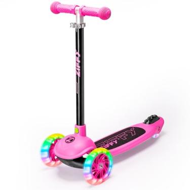 Imagem de Patinete para crianças de 3 a 5 anos, scooter infantil de 3 rodas com luzes de LED, altura ajustável, vermelho
