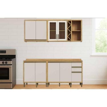 Imagem de Kit Cozinha Modulada 4 Peças Tempranillo (2Aéreos+2Balcões) C4P239 Amendoa/Off White - Ronipa