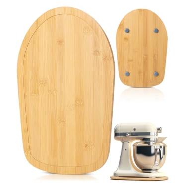 Imagem de Misturador deslizante compatível com suporte de cozinha para elevação de tigela de 4 a 5 litros de madeira de pinho - organizador deslizante de armazenamento de bancada de cozinha para cozinha