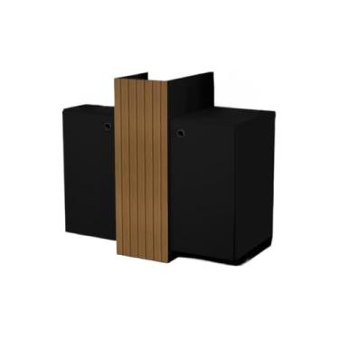 Imagem de Armário de banheiro com 2 portas e pia com pedestal - Resistente à umidade, ideal para organizar espaços residenciais de banheiro (Preto/Ripado)