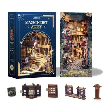 Imagem de Kit DIY Book Nook - Quebra-cabeça de madeira 3D para adultos - Kit de casa de bonecas em miniatura com decoração de estante de LED - Brinquedo de inserção de estante de livros para adolescentes