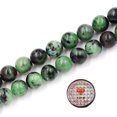 Imagem de Malahill Contas de pedra natural para fazer joias soltas com cordão elástico para fabricação de colar de pulseira Ruby Zurite 6 mm