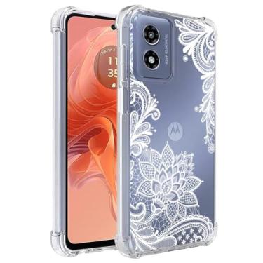Imagem de Ueokeird Capa de telefone para Motorola Moto G24 4G / G04 4G, transparente, TPU, absorção de choque, capa com padrão floral mandala para Motorola Moto G24 Mandala