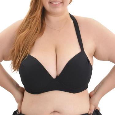 Imagem de Top Biquini Bojo Aro Texturizado Franzido Frontal Amarração Plus Size 
