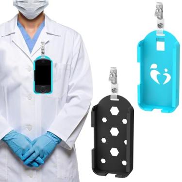 Imagem de XNBXYS Suporte de crachá de 2 peças compatível com Vocera V5000 Smartbadge, design de clipe universal para enfermeiros e profissionais de saúde, capa protetora, presente perfeito para enfermeira para