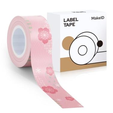 Imagem de MakeID Refil de fita adesiva E1 Q1, 16 mm x 4 m (1,6 cm x 13') adesivo contínuo laminado térmico à prova d'água autoadesivo multiuso substituição de fita de etiquetagem