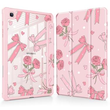 Imagem de Tuiklol Para Samsung Galaxy Tab S6 Lite 10,4 polegadas 2024 2022 2020, Buit in S Pen com capa protetora à prova de choque, capa traseira transparente transparente despertar/hibernar, arco e rosa