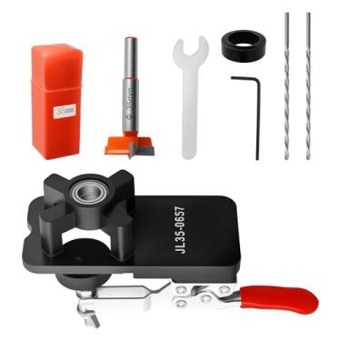 Imagem de Posicionador de perfuração de alumínio com dobradiça de porta oculta, posicionador de perfuração ajustável para carpintaria