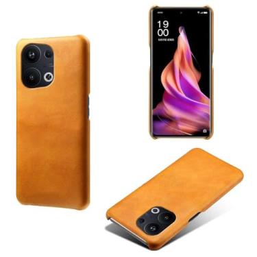 Imagem de Capa para OPPO Reno 10 Pro+,Proteção contra quedas,Casca de volta de cor sólida simples,Design de couro de imitação de plástico-Orange