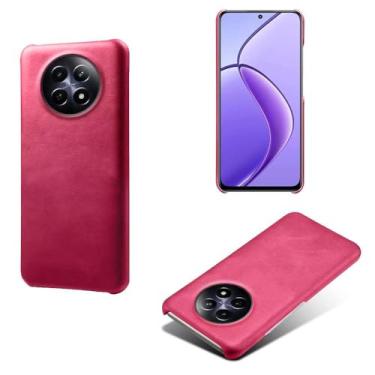 Imagem de Capa para OPPO Realme 12 5G,Proteção contra quedas,Casca de volta de cor sólida simples,Design de couro de imitação de plástico-Rose
