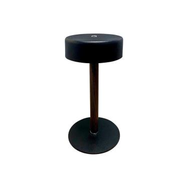 Imagem de Luminária Abajur De Mesa Preto Com Madeira Led Touch Com Usb