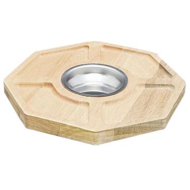 Imagem de Mini Petisqueira Em Madeira Com Molheira Em Inox 24X2 Cm