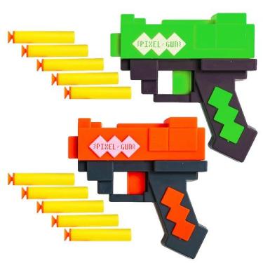 Imagem de 2 Arminhas Pixel Gun Infantil Estilo Quadradinho Minecraf Roblo com 10