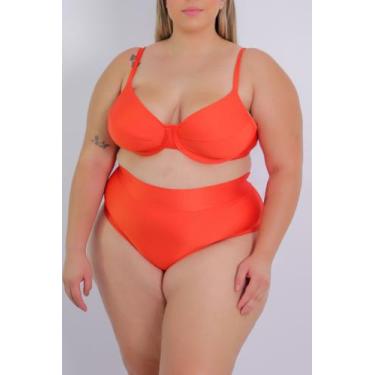 Imagem de Biquini plus size cintura alta hot paint meia taça premium - LALI BEAC