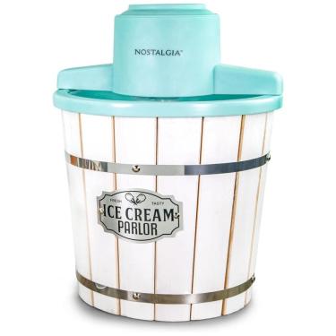 Imagem de Máquina de Sorvete Elétrica Nostalgia com Balde de Madeira Estilo Parlor, Máquina de Sorvete Macio Antiga que Faz Frozen Yogurt ou Gelato em