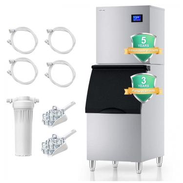 Imagem de Máquina de Gelo Comercial COTLIN 200 kg 24H com Depósito de 159 kg, Compressor SECOP, Gelo Pronto em 515 minutos, Filtro de Água