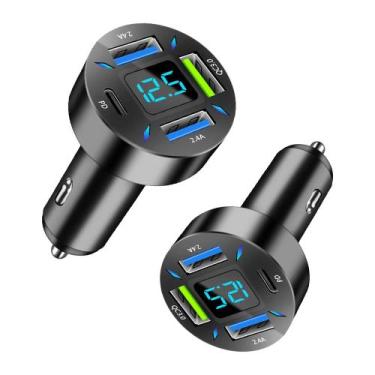 Imagem de Carregador de carro KIFIDAN, adaptador USB de 4 portas com voltímetro 