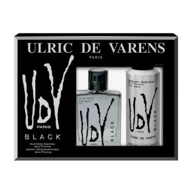 Imagem de Udv ulric de varens kit perfume masculino black edt 100ml 2 em 1