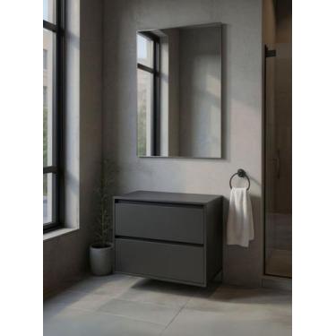 Imagem de Gabinete para Banheiro com Espelho 80cm Mdf Grafite Dubai - On Móveis