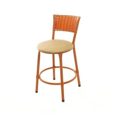 Imagem de Banqueta Baixa Encapada Junco Imbuia Bar Bistro Americana Cozinha - ES