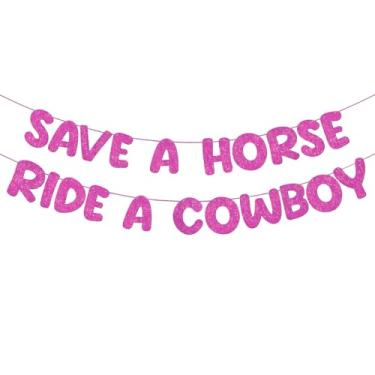 Imagem de Fulmoon Faixa pré-amarrada Save a Horse Ride a Cowboy, placa de decoração de festa ocidental para adultos, mesmo cowboy para sempre, despedida de solteira, casamento, country, cowgirl, último rodeio