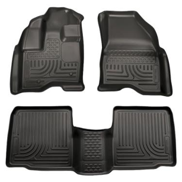 Imagem de Husky Liners Serve para Lincoln MKS Weatherbeater 2009-16 tapetes dianteiros e 2º assento, preto, 98731