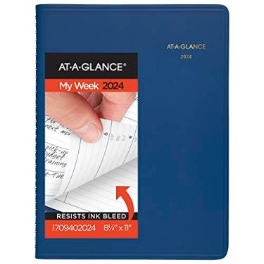 Imagem de AT-A-GLANCE Agenda semanal de agendamentos 2024, 21,5 cm x 28 cm, grande, moderna, azul (709402024)