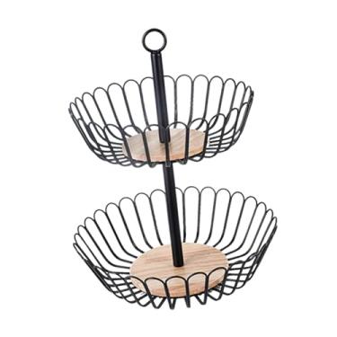 Imagem de predolo Suporte para cesta de frutas em camadas, organizador para exibição de pães, tigela de arame de ferro para vegetais, sobremesas, mesa de jantar, festas