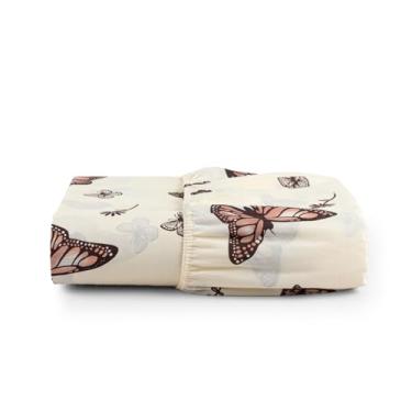 Imagem de Lençol Solteiro Avulso com Elástico – Percal 180 Fios Estampado, Algodão, Cores Vivas e Caimento Ideal (BORBOLETA MARROM)