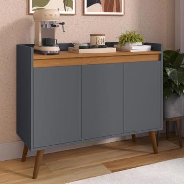 Imagem de Genérico, Aparador Buffet Armario Vitoria 3 Portas Prateleira Pés Palito Cinza/Freijó - MJM Casa dos Moveis