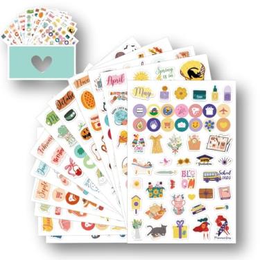 Imagem de Adesivos de planejador - 12 folhas adesivos de diário para mensal, semanal e diário, acessórios de planejador impressionantes para diários e calendários, acessórios essenciais para planejadores