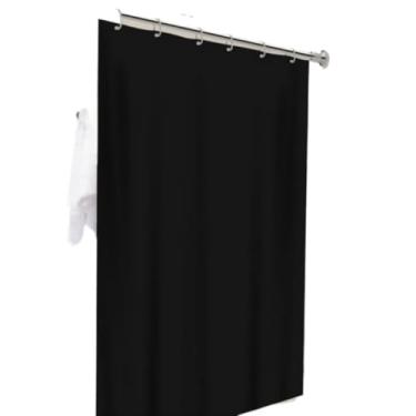 Imagem de Cortina Box de Banheiro PVC Com/Sem Visor Impermeável Antimofo 1,38m X 1,98m (PRETA LISA)