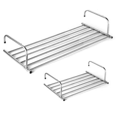 Imagem de CUTPOIY Toalheiro dobrável de aço inoxidável, varal de radiador telescópico dobrável, escorredor extensível para varandas, grades e paredes (77)