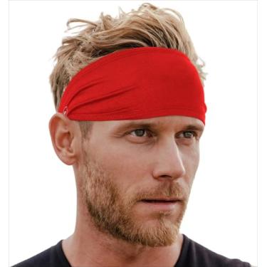 Imagem de Tough Outfitters Faixa de cabeça masculina – faixas de cabeça masculinas – faixas de cabeça para treino esportivo – faixa de suor atlética para ciclismo e corrida, faixas de futebol – faixas de suor