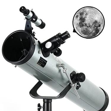 Imagem de Telescópio astronômico para iniciantes, telescópio monocular com zoom de grande abertura de 700 x 76 mm, ao ar livre com tripé portátil