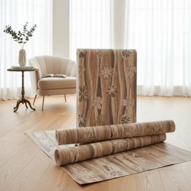 Imagem de Papel De Parede Adesivo Madeira Desenho Flores Sala Quarto - Banner Ba