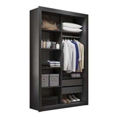 Imagem de Closet Solteiro 2 Gavetas Preto Amoudi Móveis Preto Tx