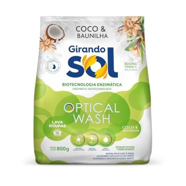 Imagem de Lava Roupas em Pó Girando Sol Coco e Baunilha, 800g, Optical Wash, Detergente em Pó, Biotecnologia Enzimática