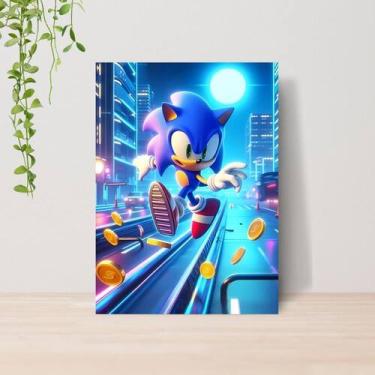 Imagem de Quadro Decorativo Sonic Infantil A4  Placa MDF 15 - Lomi Art