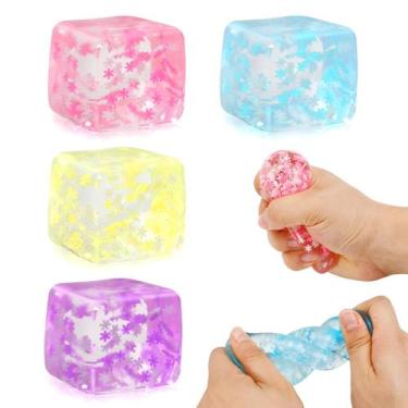 Imagem de Pacote com 4 brinquedos Sensory Squeeze da Fidget Toy Stress Cube Siwa