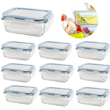 Imagem de Kit 10 Potes De Vidro Hermético Com Trava E Vedação 840 Ml