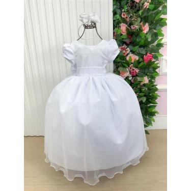 Imagem de Vestido Longo Infantil Vila Lele Selena Branco - 100% Poliéster, Branc